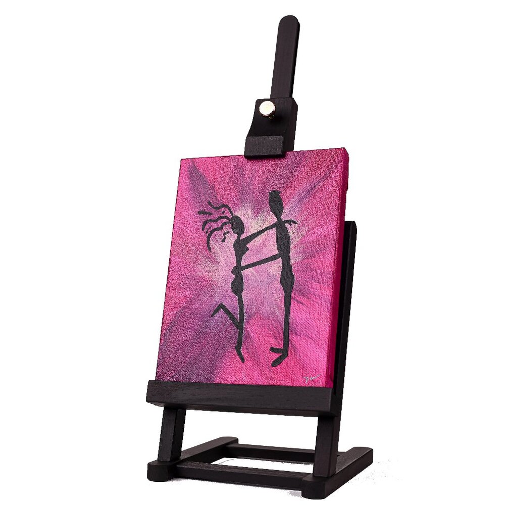 Original Acrylic Painting w/Easel "Romance II" by Dawn M. Wayand Desk Art